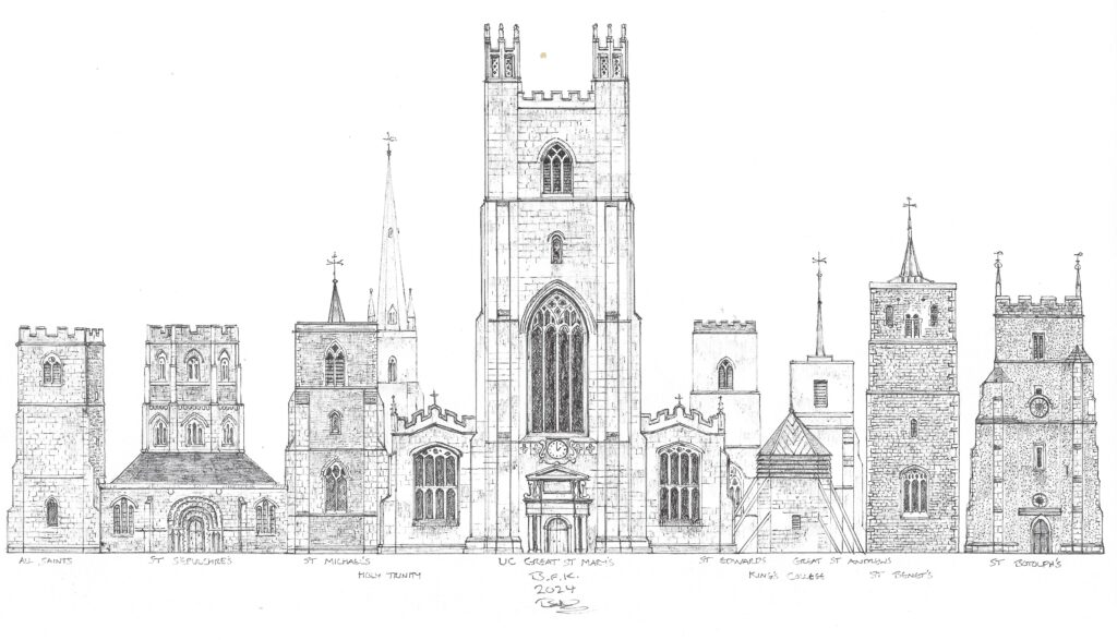 Cambridge towers with bells in 1724